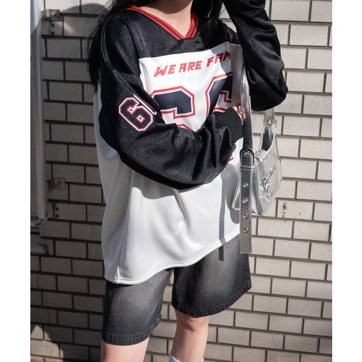 VネックナンバリングサテンBIGスウェット | WEGO【WOMEN】 | 詳細画像8 