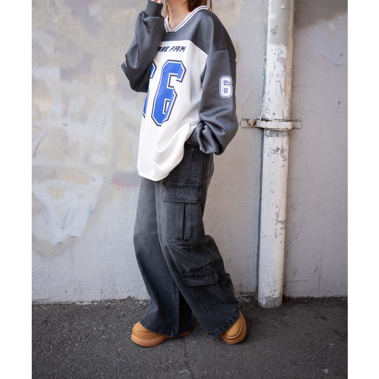 VネックナンバリングサテンBIGスウェット | WEGO【WOMEN】 | 詳細画像13 