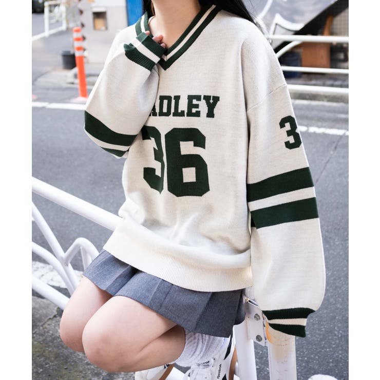 ナンバリングジャガードVネックニット[品番：WG010093296]｜WEGO