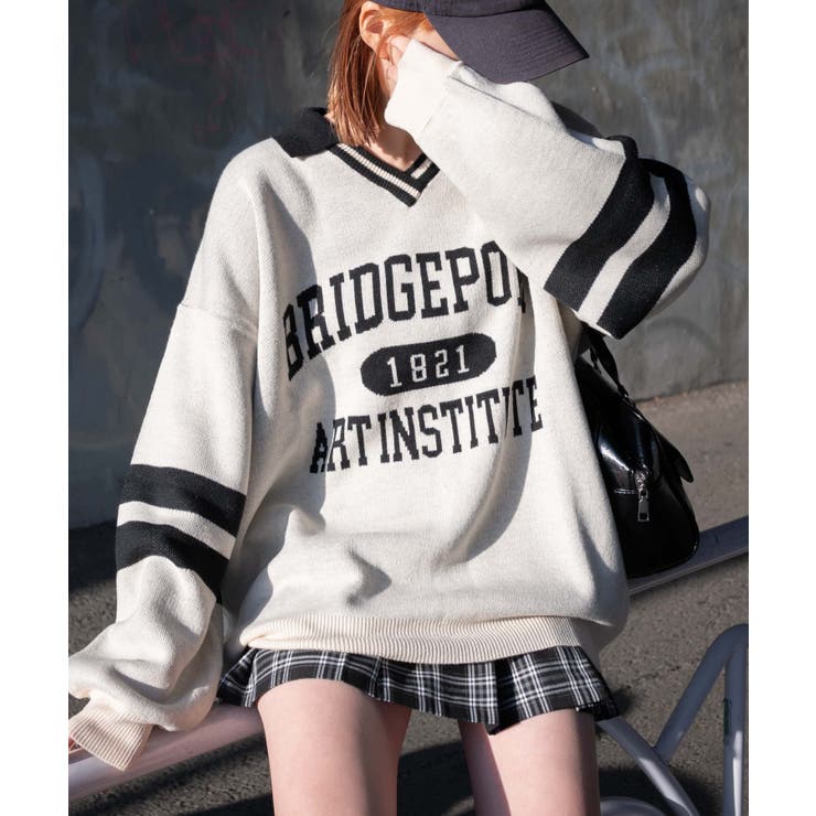 襟付きロゴジャガードニット[品番：WG010093306]｜WEGO【WOMEN