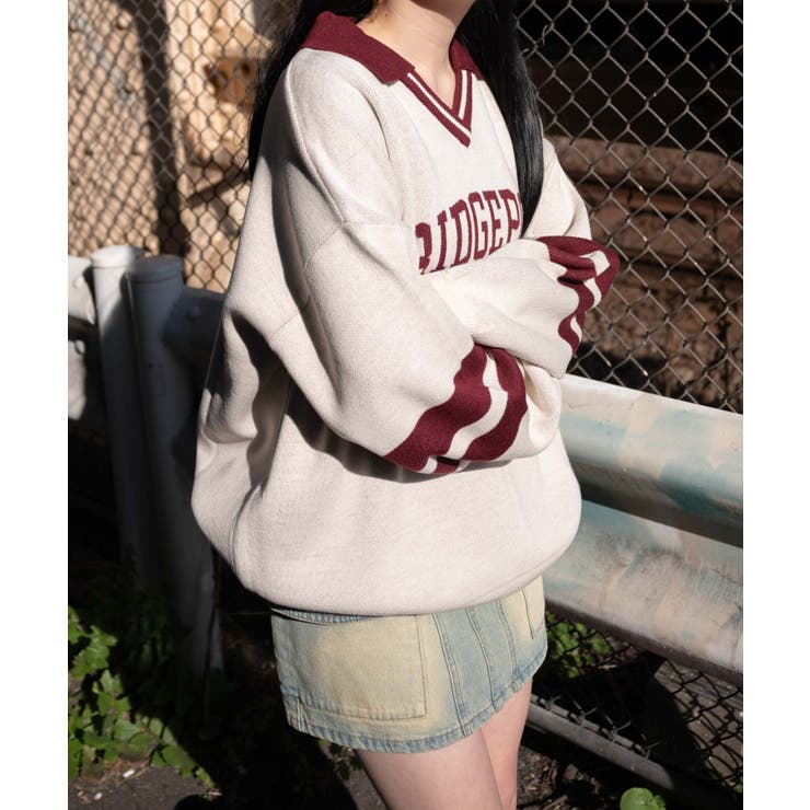 襟付きロゴジャガードニット[品番：WG010093306]｜WEGO【WOMEN