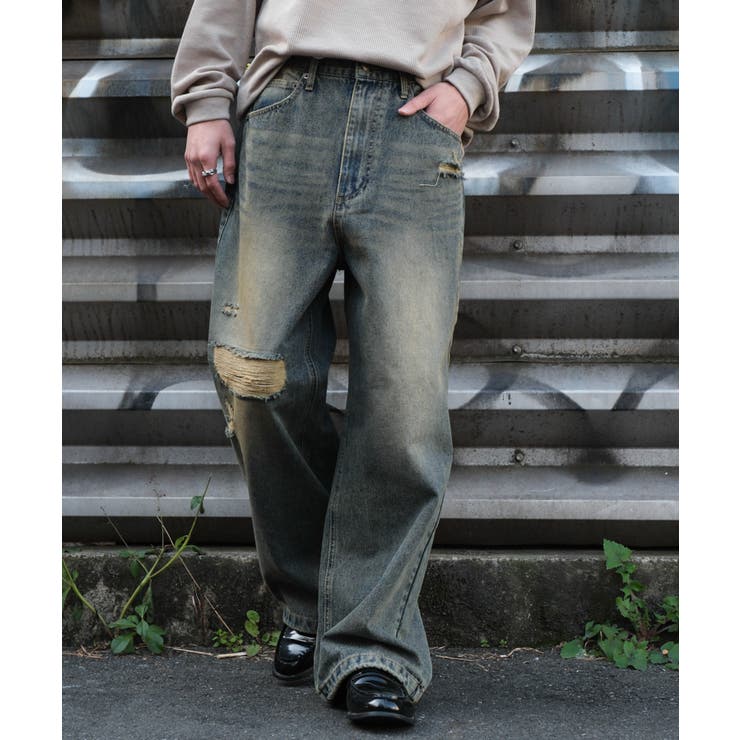 スーパーバギーダメージデニムパンツ | WEGO【MEN】 | 詳細画像1 