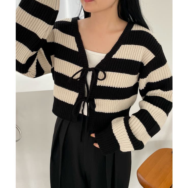 ブラックボーダー | 2WAYリボンカーデ | WEGO【WOMEN】