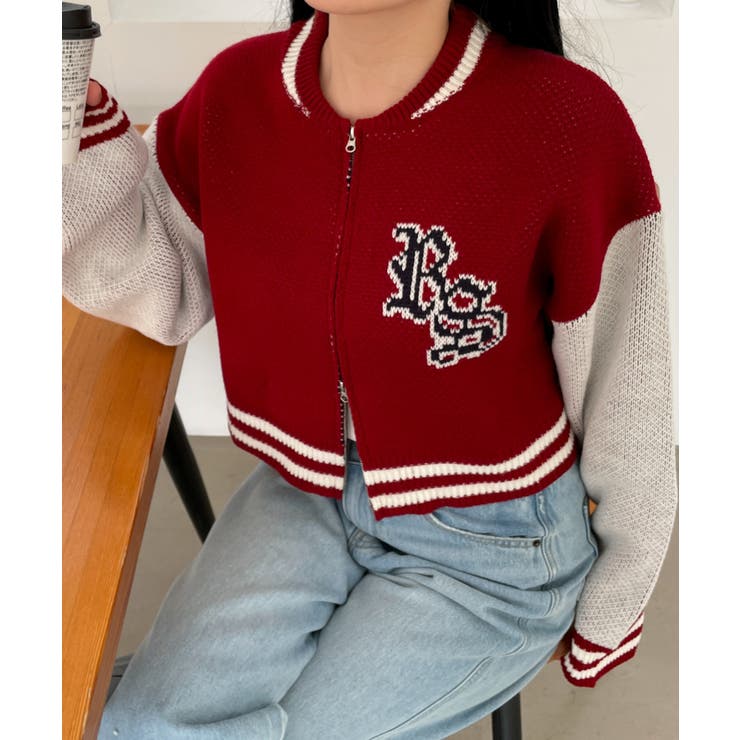 レッド | ニットショートスタジャン | WEGO【WOMEN】