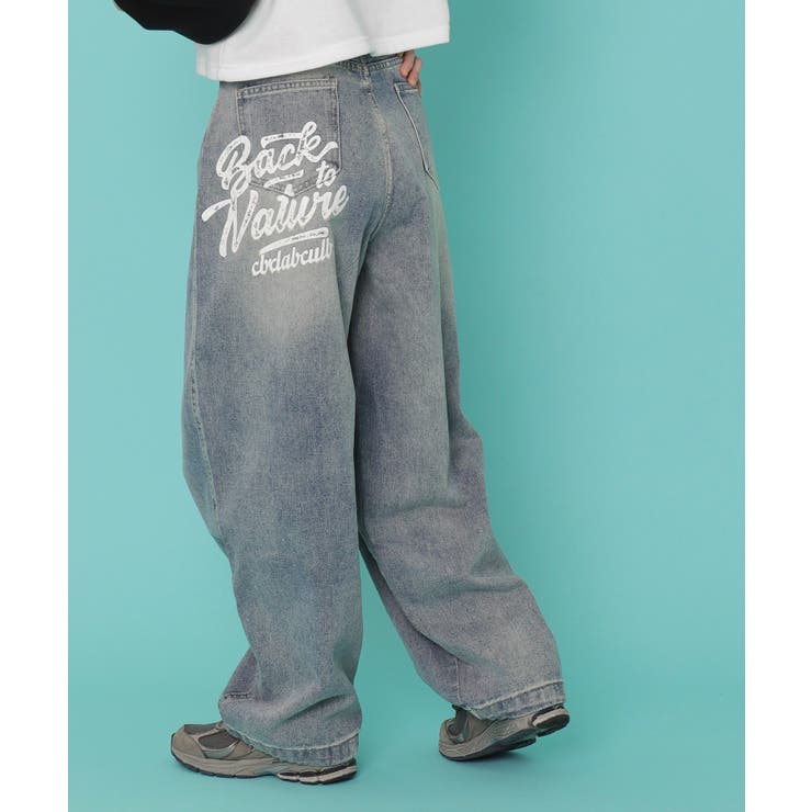 デニム淡色 | バックポケットロゴバギーデニム | WEGO【WOMEN】