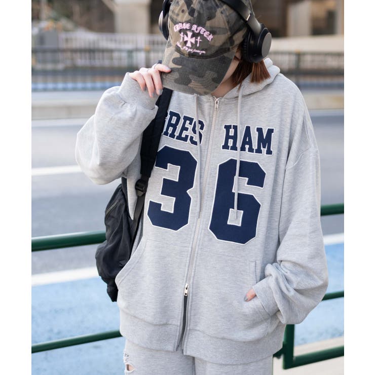 ナンバリングビッグジップパーカー | WEGO【WOMEN】 | 詳細画像1 
