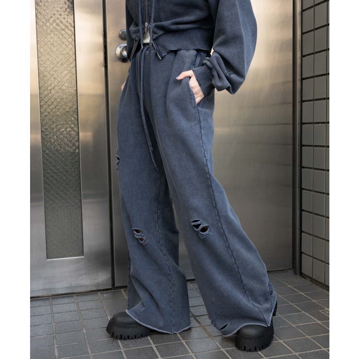 ダメージスウェットワイドパンツ[品番：WG010093426]｜WEGO【WOMEN】（ウィゴー）のレディースファッション通販｜SHOPLIST（ショップリスト）