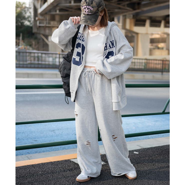ダメージスウェットワイドパンツ [品番：WG010093426]｜WEGO【WOMEN】（ウィゴー）のレディースファッション通販｜SHOPLIST（ショップリスト）