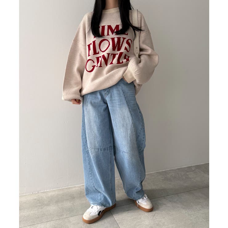 カーブラインバレルレッグデニムパンツ[品番:WG010093439 カーブラインバレルレッグデニムパンツ[品番:WG010093439
