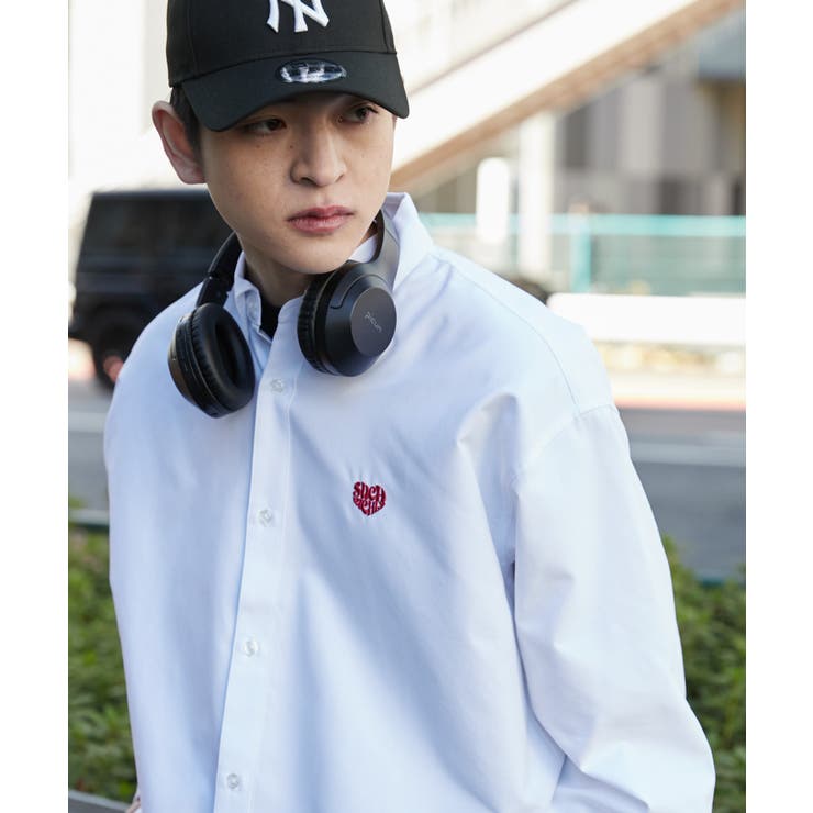 ホワイト | オックスフォードワンポイントシャツ(LS) | WEGO【MEN】