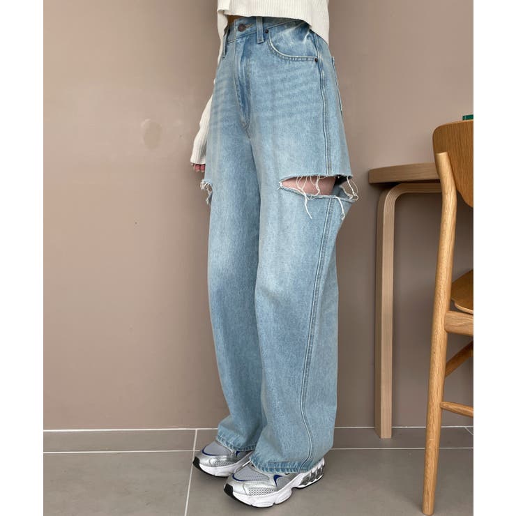 サイドカットデニムストレートパンツ[品番：WG010093521]｜WEGO