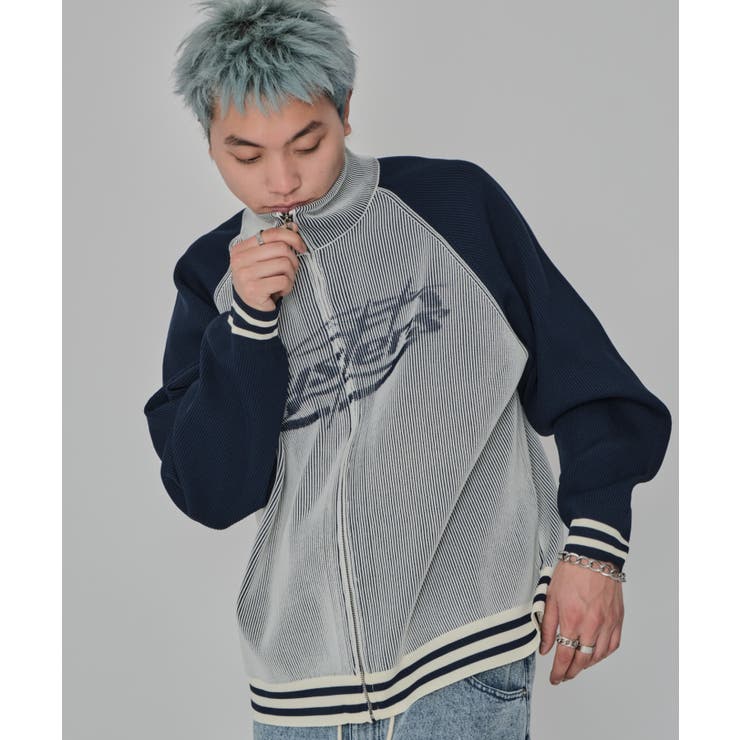 ラグラングラフィックニットブルゾン | WEGO【MEN】 | 詳細画像1 
