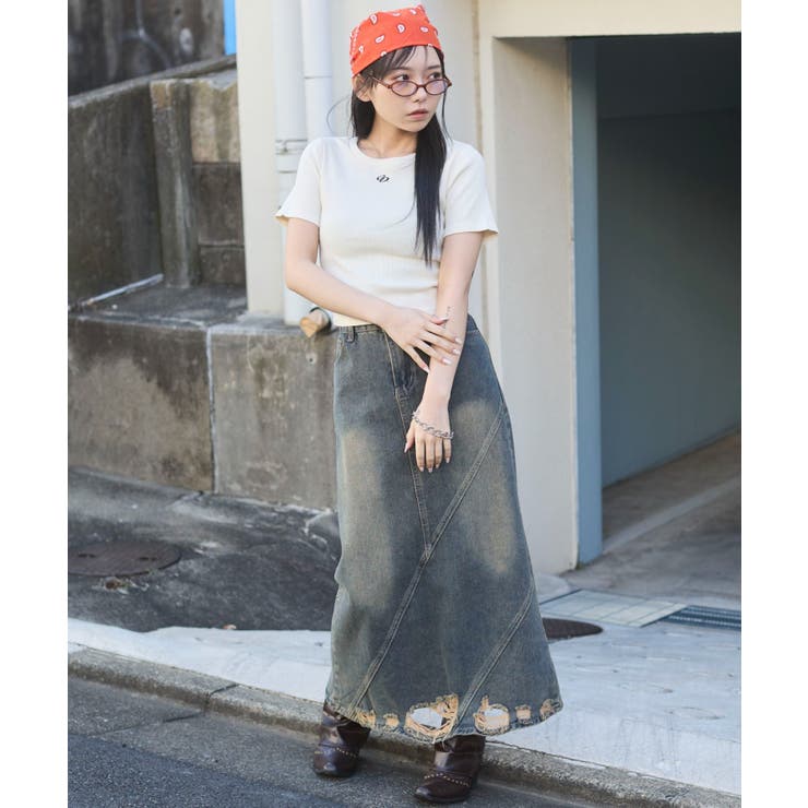 ヴィンテージウォッシュワンポイントリブT | WEGO【WOMEN】 | 詳細画像2 