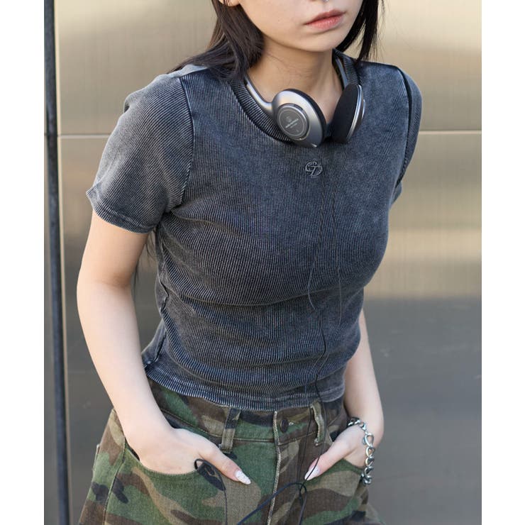 ヴィンテージウォッシュワンポイントリブT | WEGO【WOMEN】 | 詳細画像10 