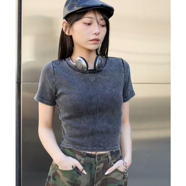 ヴィンテージウォッシュワンポイントリブT | WEGO【WOMEN】 | 詳細画像11 