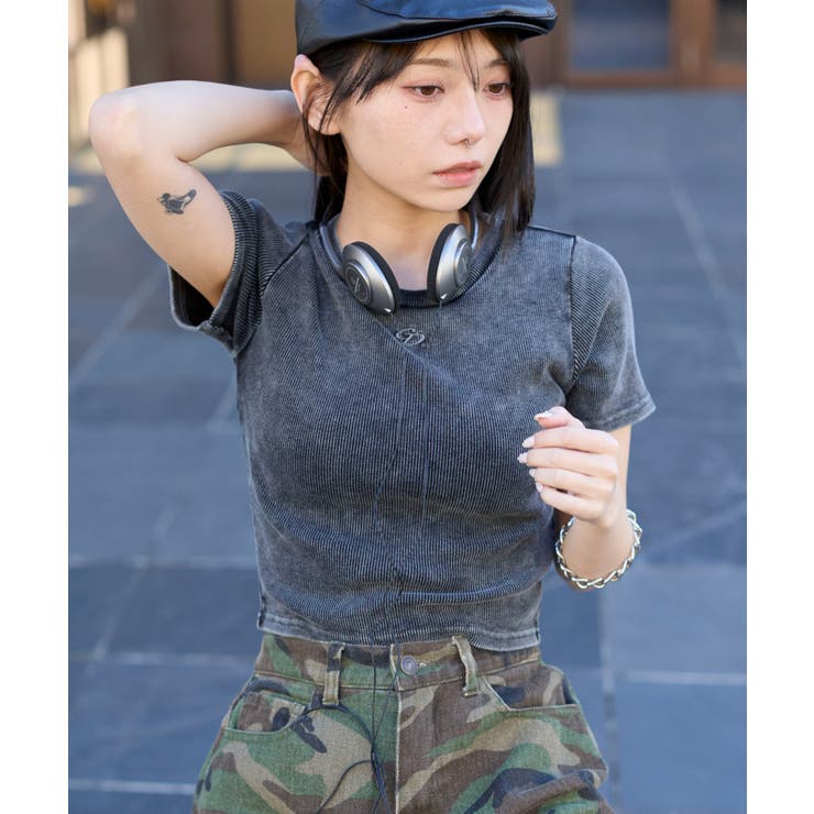 ヴィンテージウォッシュワンポイントリブT | WEGO【WOMEN】 | 詳細画像13 