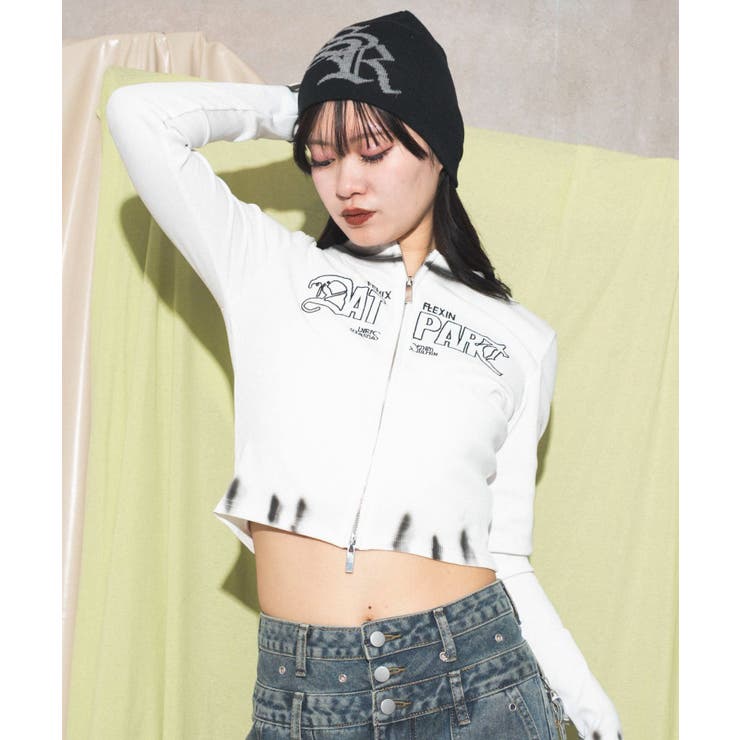 Wジップロゴブリーチトップス | WEGO【WOMEN】 | 詳細画像1 