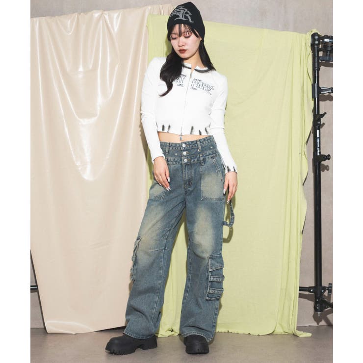 Wジップロゴブリーチトップス | WEGO【WOMEN】 | 詳細画像6 