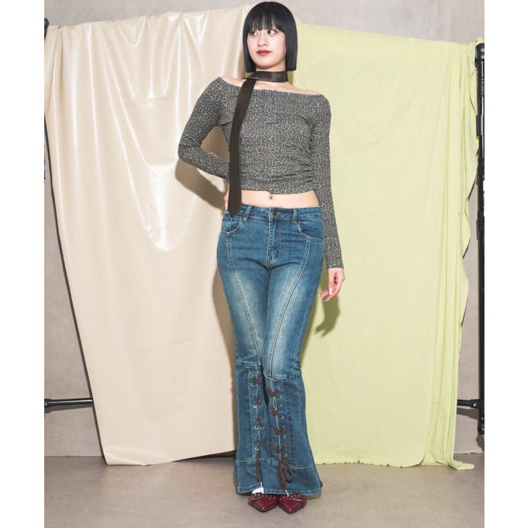 ヘンリーネックオフショルレオパードトップス | WEGO【WOMEN】 | 詳細画像10 