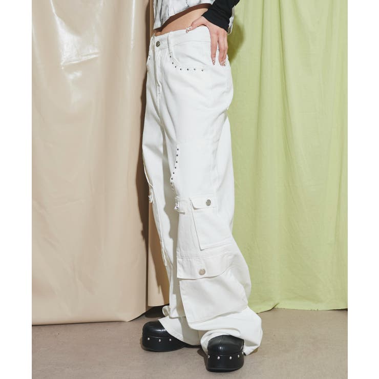 DimMoire【ディムモアール】スタッズカーゴパンツ/White DimMoire【ディムモアール】スタッズカーゴパンツ/White