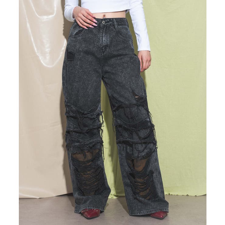 デストロイダメージワイドデニム[品番：WG010093614]｜WEGO【WOMEN 