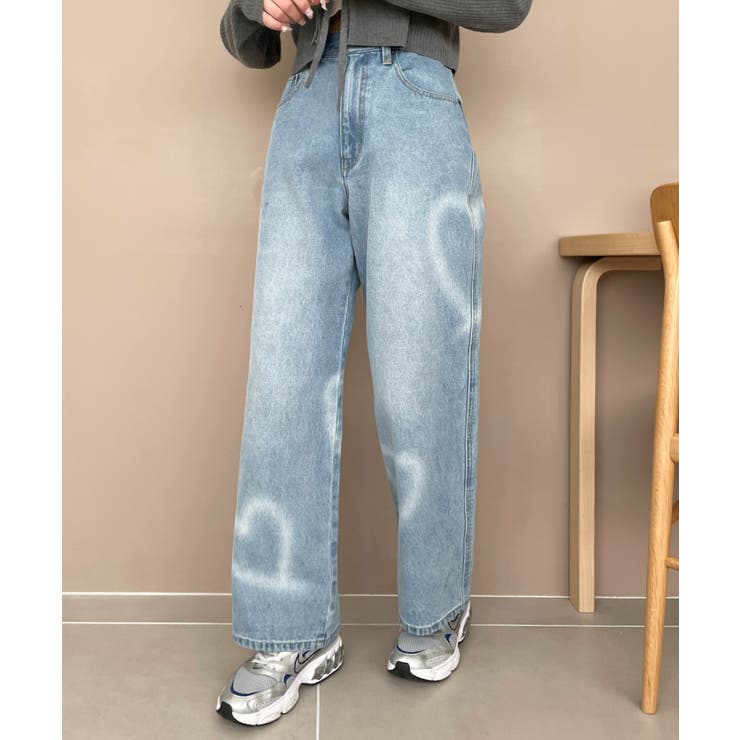 スプレーペイントストレートデニムパンツ[品番：WG010093693]｜WEGO