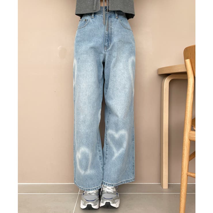 スプレーペイントストレートデニムパンツ[品番：WG010093693]｜WEGO