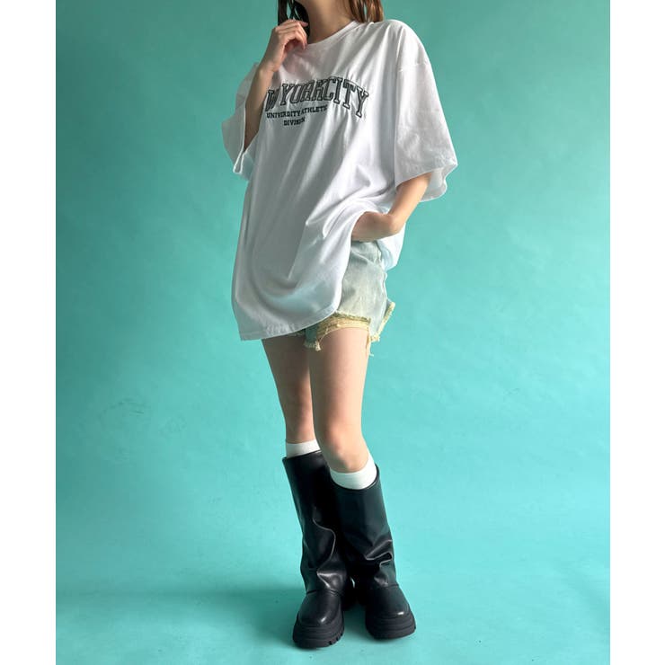 ★EU発* *新作*NYC ロゴ刺繍パネルTシャツ/VL★ t-performance-apparel-14666296