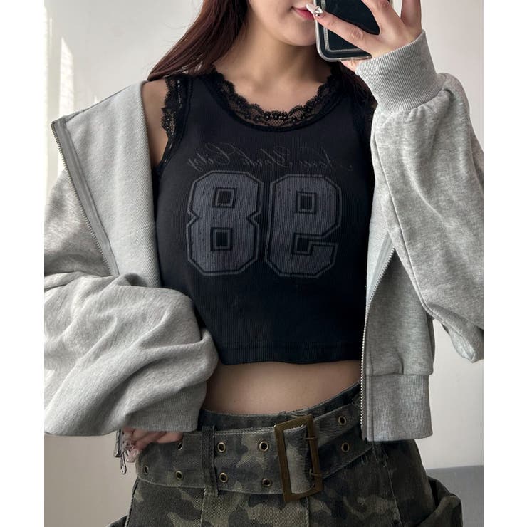 ブラック | グラフィックレースタンク | WEGO【WOMEN】