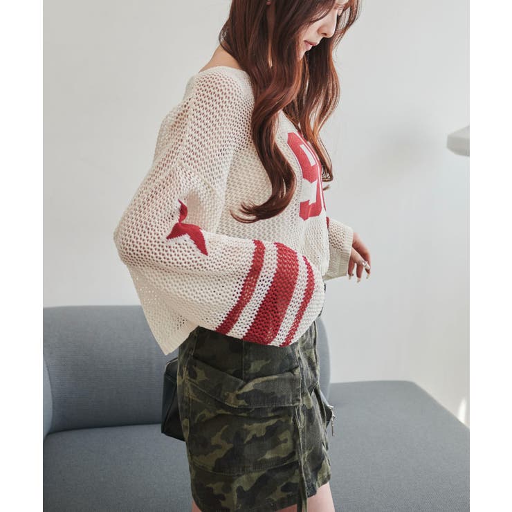 ナンバリングメッシュショートニット | WEGO【WOMEN】 | 詳細画像8 