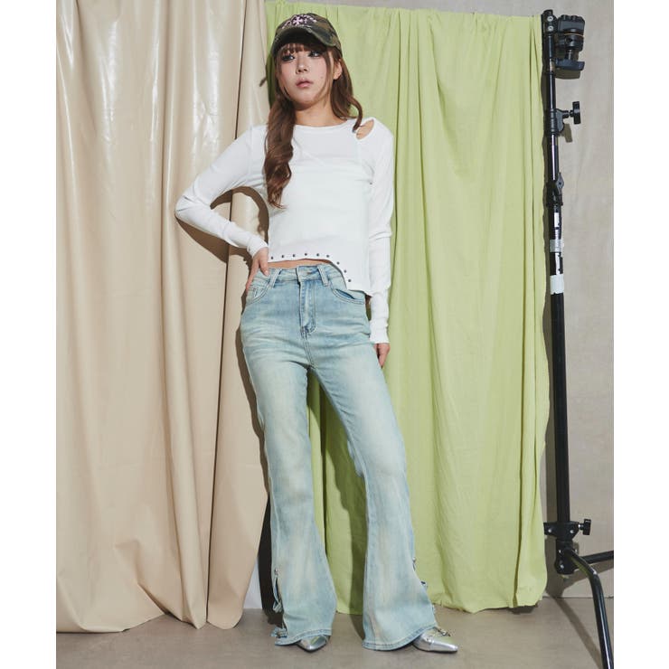 デザインスリットストレッチフレアデニム | WEGO【WOMEN】 | 詳細画像2 