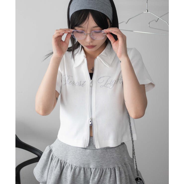 ラインストーンロゴWZIPトップス | WEGO【WOMEN】 | 詳細画像9 