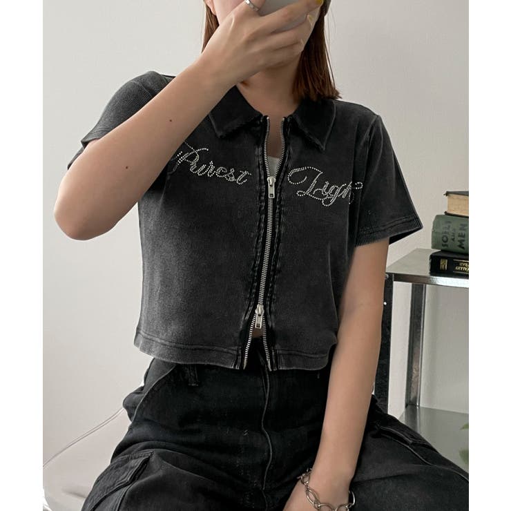 ラインストーンロゴWZIPトップス | WEGO【WOMEN】 | 詳細画像14 