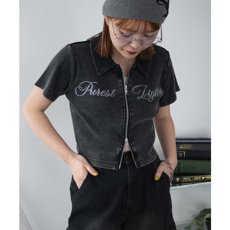 ラインストーンロゴWZIPトップス | WEGO【WOMEN】 | 詳細画像16 