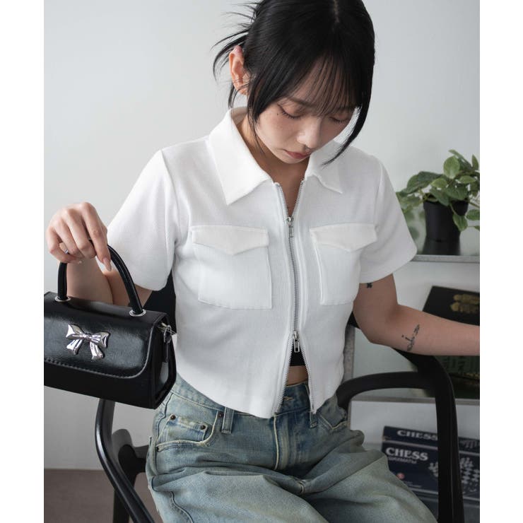 オフホワイト | ポケットデザインWZIPトップス | WEGO【WOMEN】