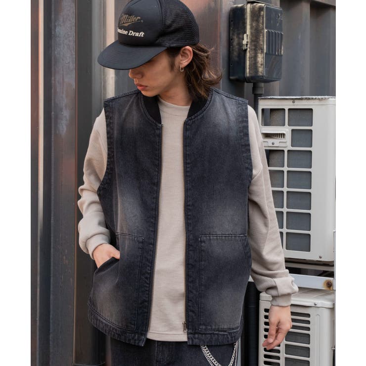 ワーカーズZIPデニムベスト | WEGO【MEN】 | 詳細画像1 