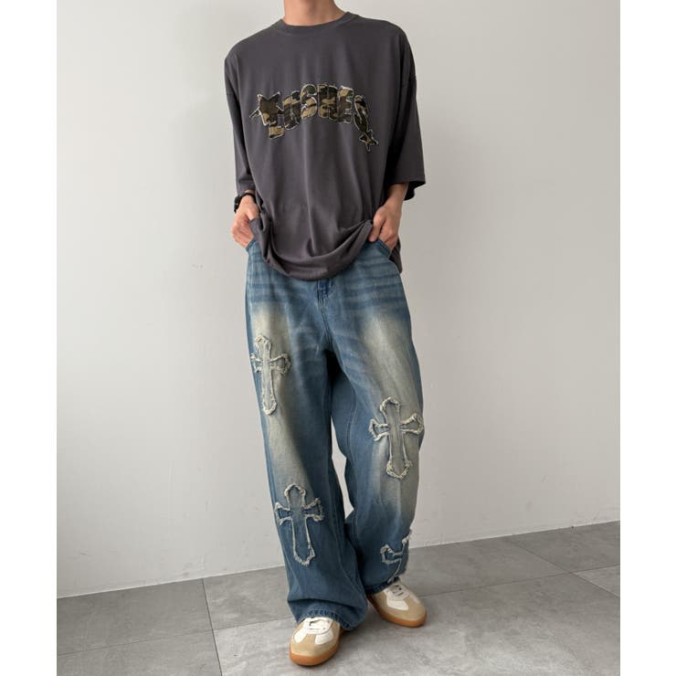 クロスモチーフオーバーダイバギーパンツ | WEGO【MEN】 | 詳細画像2 