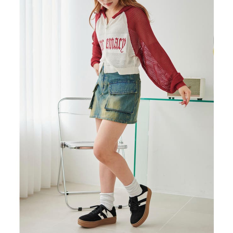 ラグランメッシュニットショートパーカー | WEGO【WOMEN】 | 詳細画像2 