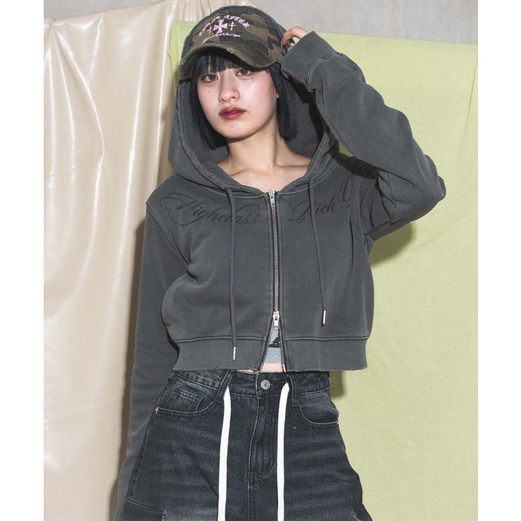 グラフィックダメージWジップパーカー | WEGO【WOMEN】 | 詳細画像1 