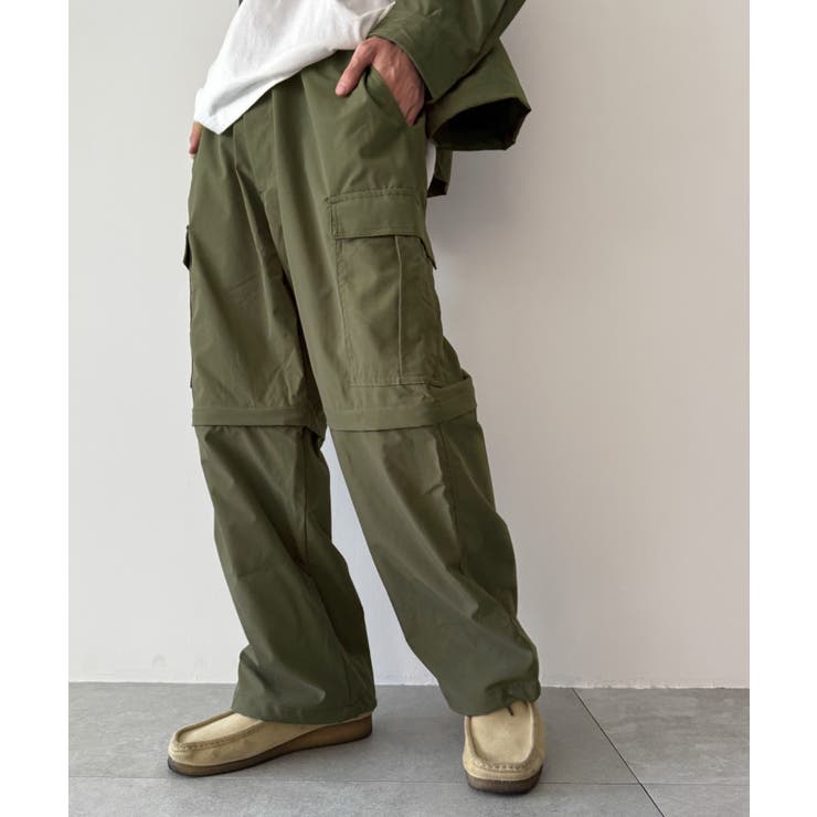 美品　Vuori メンズ リップストップ カーキ コットン パンツ Sサイズ JIGGYS SHOP カーゴパンツ メンズ ボトムス ワイドパンツ