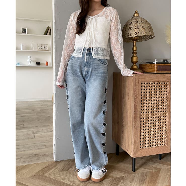 ハートサイドラインストレートパンツ | WEGO【WOMEN】 | 詳細画像2 