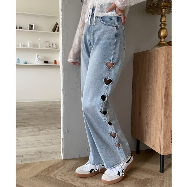 ハートサイドラインストレートパンツ | WEGO【WOMEN】 | 詳細画像8 