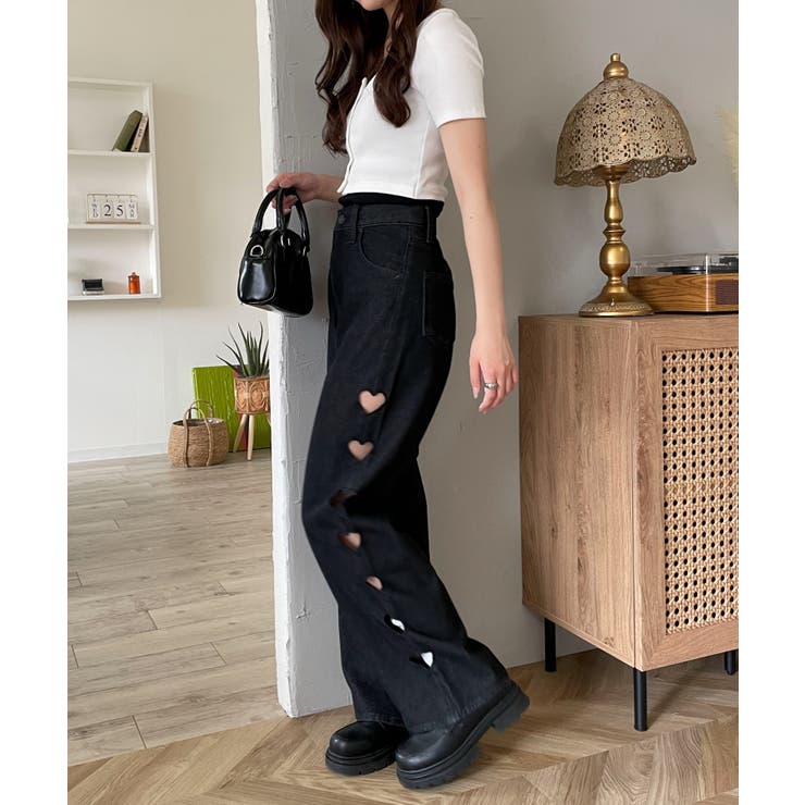 ハートサイドラインストレートパンツ | WEGO【WOMEN】 | 詳細画像13 