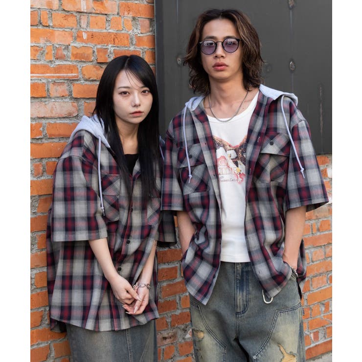 オンブレチェックフードシャツ(SS) | WEGO【MEN】 | 詳細画像1 