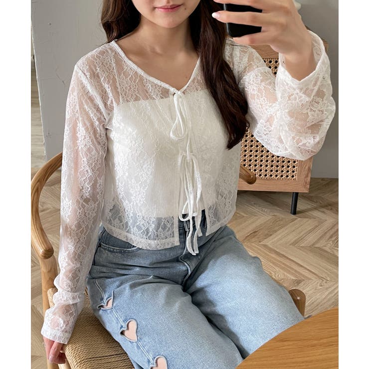 レースリボンカーディガン | WEGO【WOMEN】 | 詳細画像1 