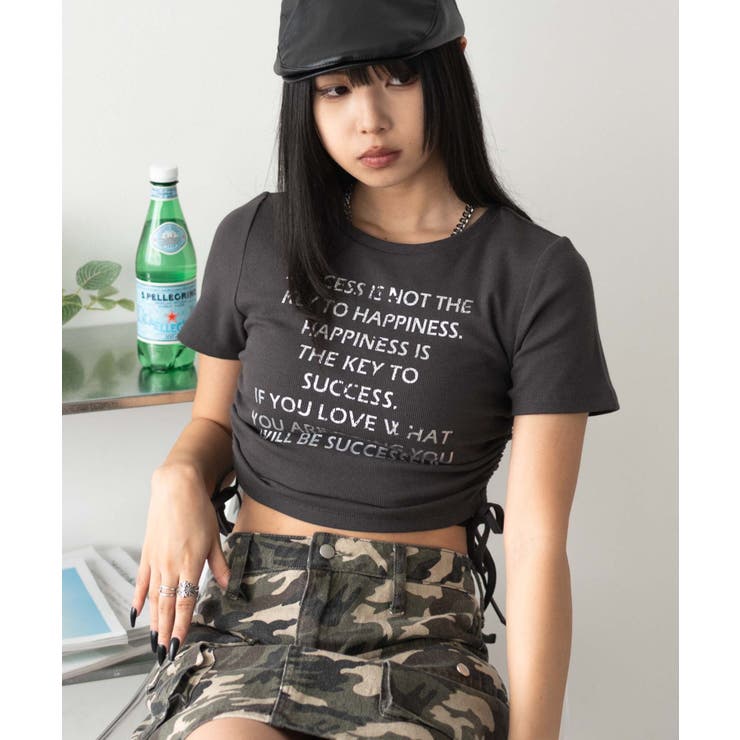スミクロ | グラフィックサイドドロストリブちびT | WEGO【WOMEN】