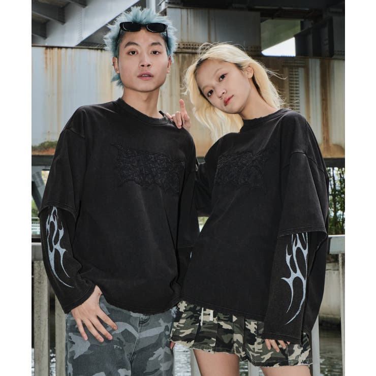 ダメージアップリケレイヤードT(LS) | WEGO【MEN】 | 詳細画像1 