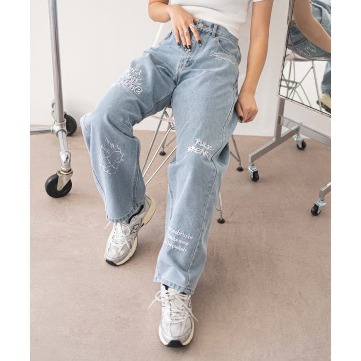 刺繍ロゴバレルレッグパンツ[品番：WG010094444]｜WEGO【WOMEN