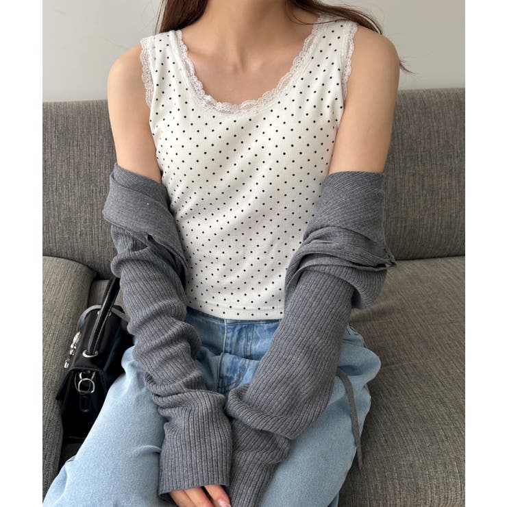 ドット柄レースlカップインタンク | WEGO【WOMEN】 | 詳細画像1 