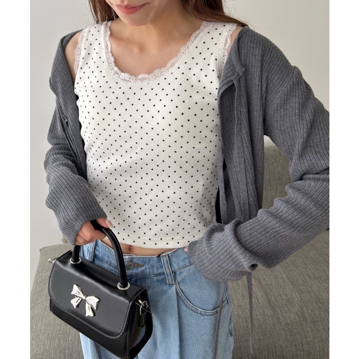 ドット柄レースlカップインタンク | WEGO【WOMEN】 | 詳細画像6 
